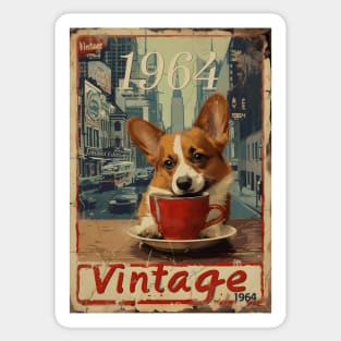 Vintage 1964 - 60 Year Old Corgi Dog Coffee NYC 60th Birthday Sticker